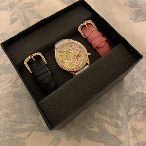 Hummingbird Crystal Watch: 3 Leather Wristbands